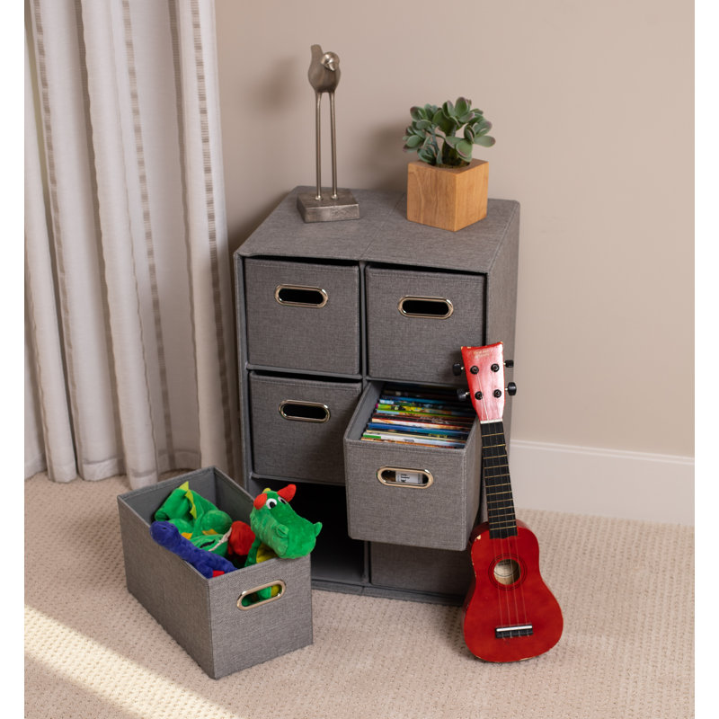 Inbox Zero Blush Linen Cube Organizer Shelf With 6 Storage Bins